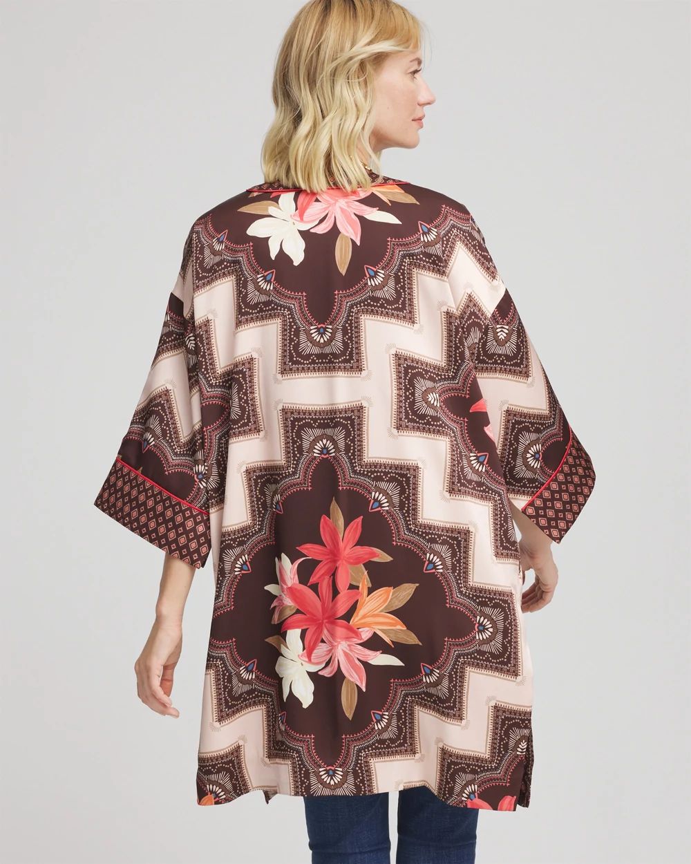 Long Mixed-Print Kimono