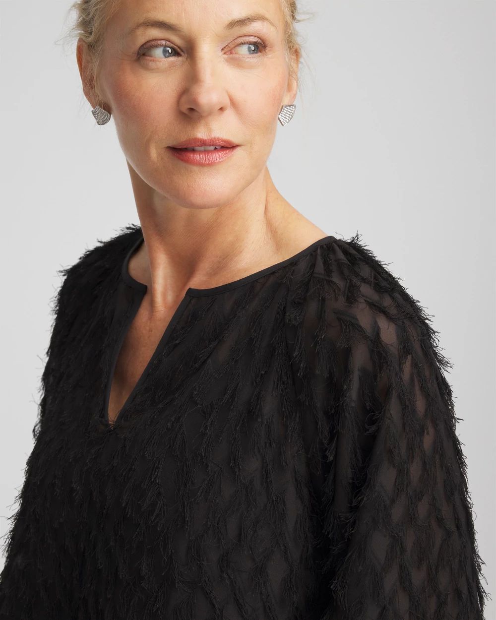 Feathered Pullover Peasant Blouse click to view larger image.