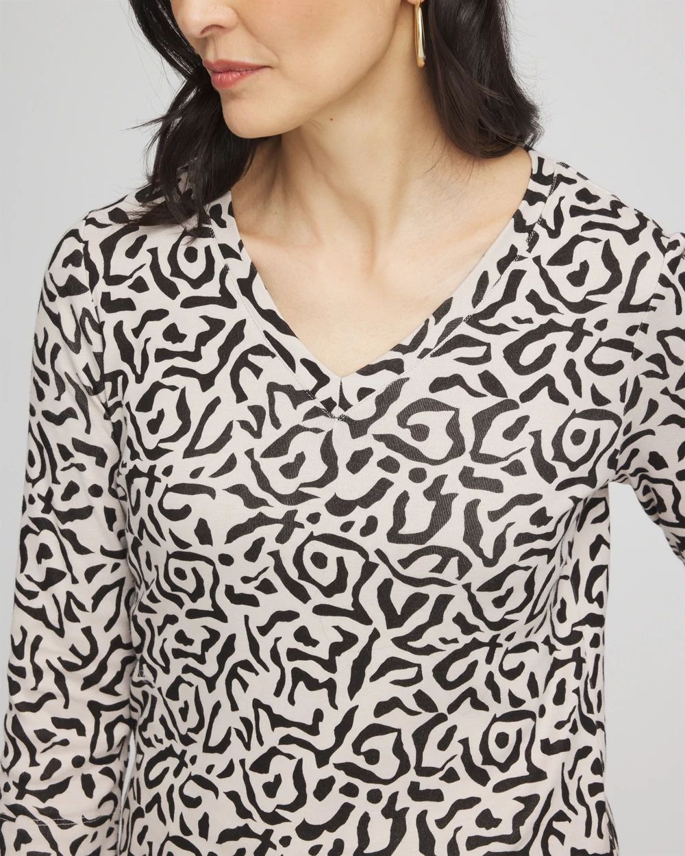 Animal Print Pima 3/4 Sleeve Tee