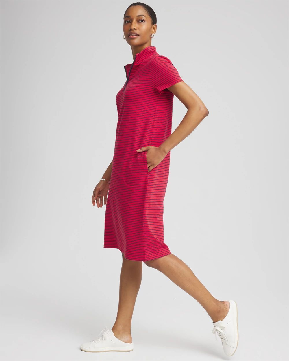 Zenergy® UPF Knit Stripe Half-Zip Dress click to view larger image.