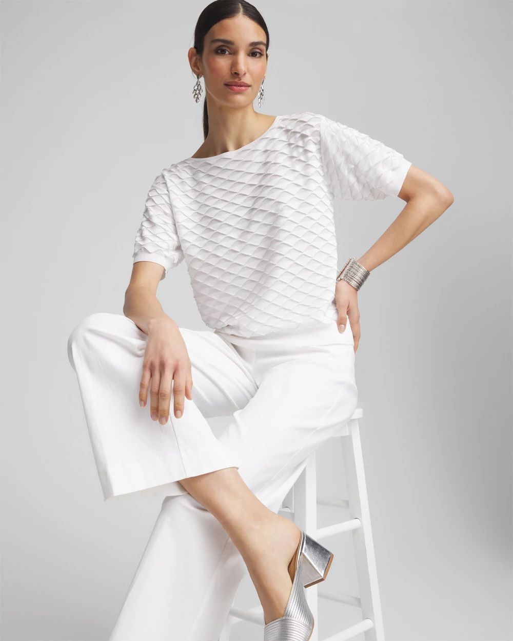 Metallic Bateau Neck Pullover Sweater