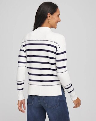 Striped Relaxed Mockneck Pullover click to view larger image.