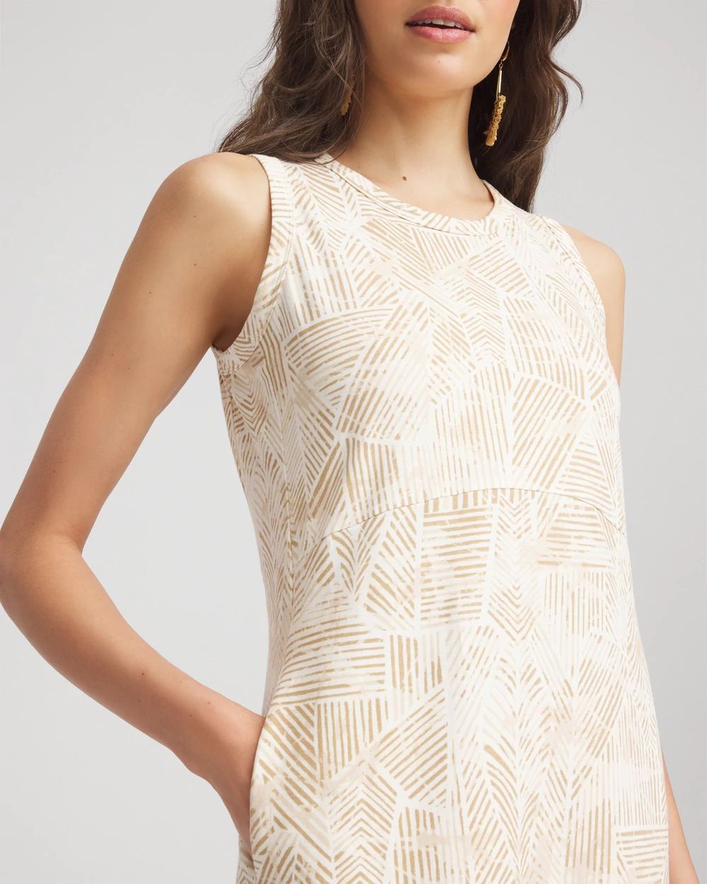 Printed Sleeveless Midi Tank Dress click to view larger image.