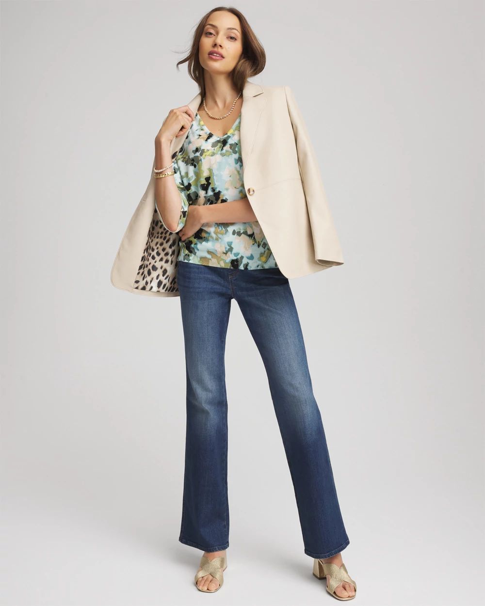 Printed Dolman V-Neck Pullover Sweater click to view larger image.