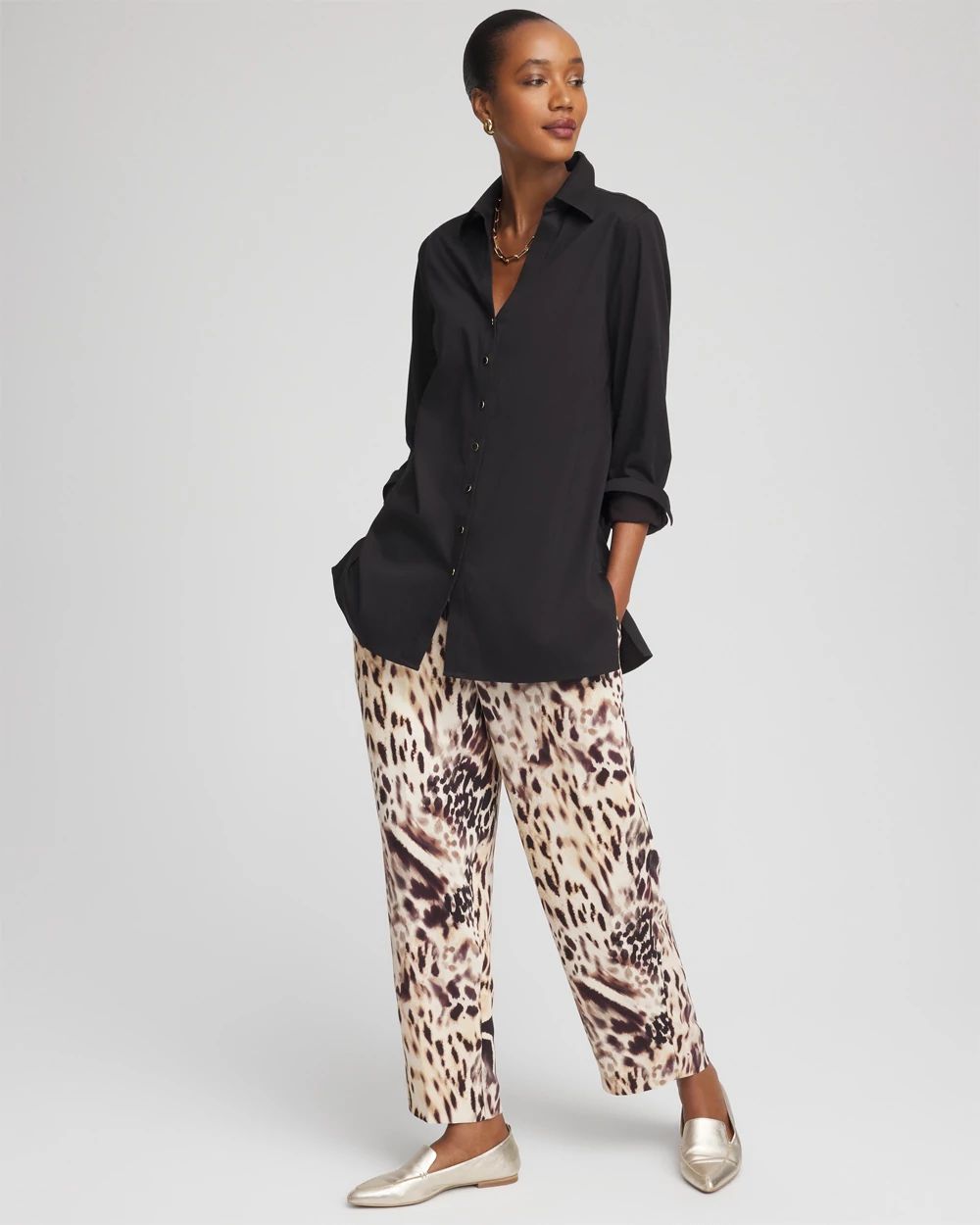 Bengal Marks Crepe Pull-On Ankle Pants