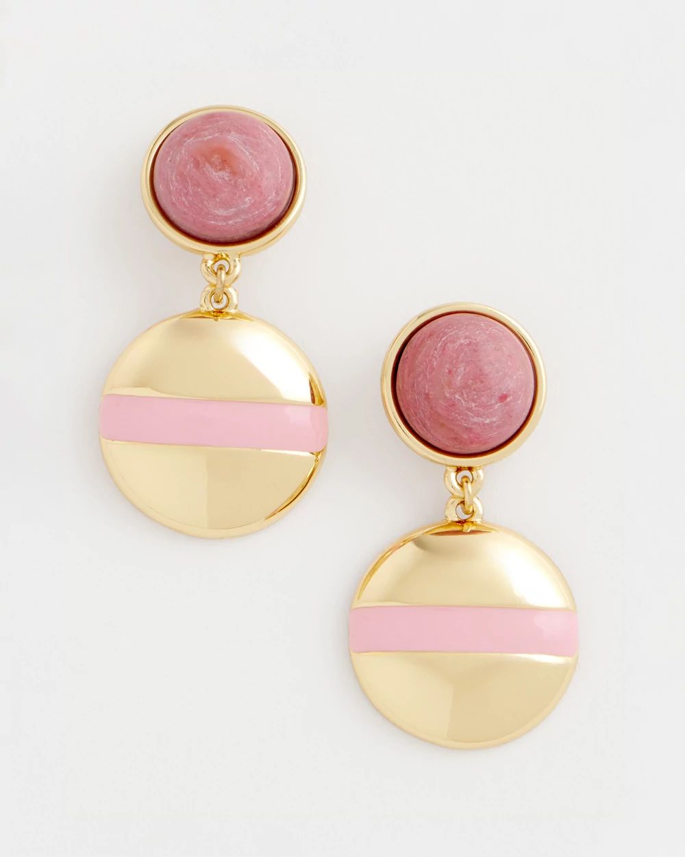 Pink Enamel Sphere Drop Earrings