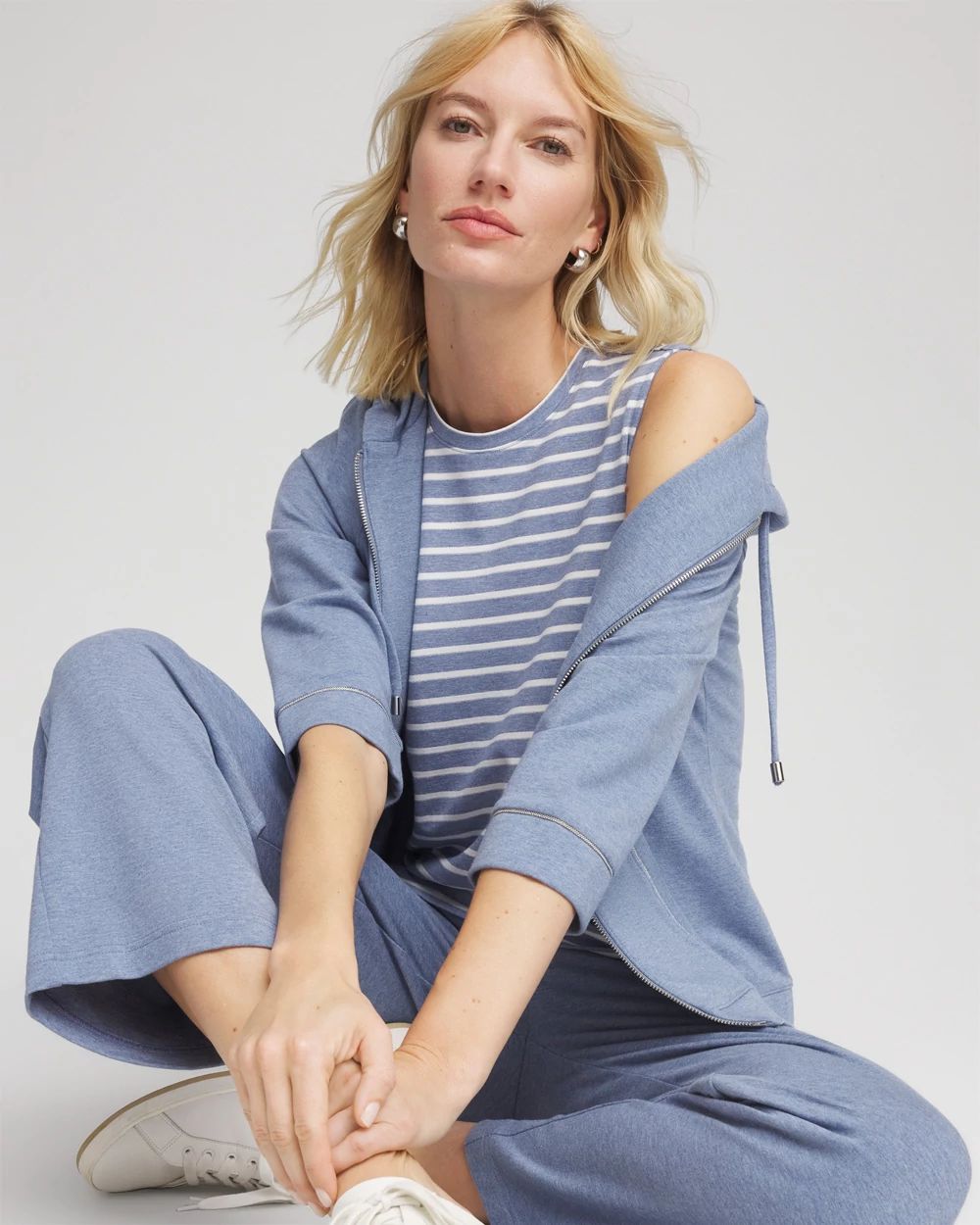 Zenergy® UPF Sleeveless Metallic-Striped Tank click to view larger image.