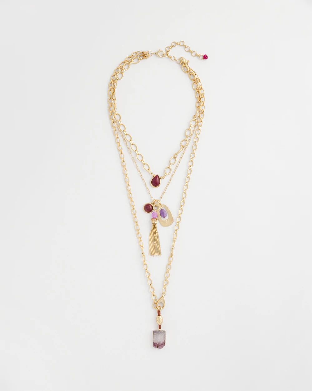 Convertible Three-Strand Stone Pendant Necklace