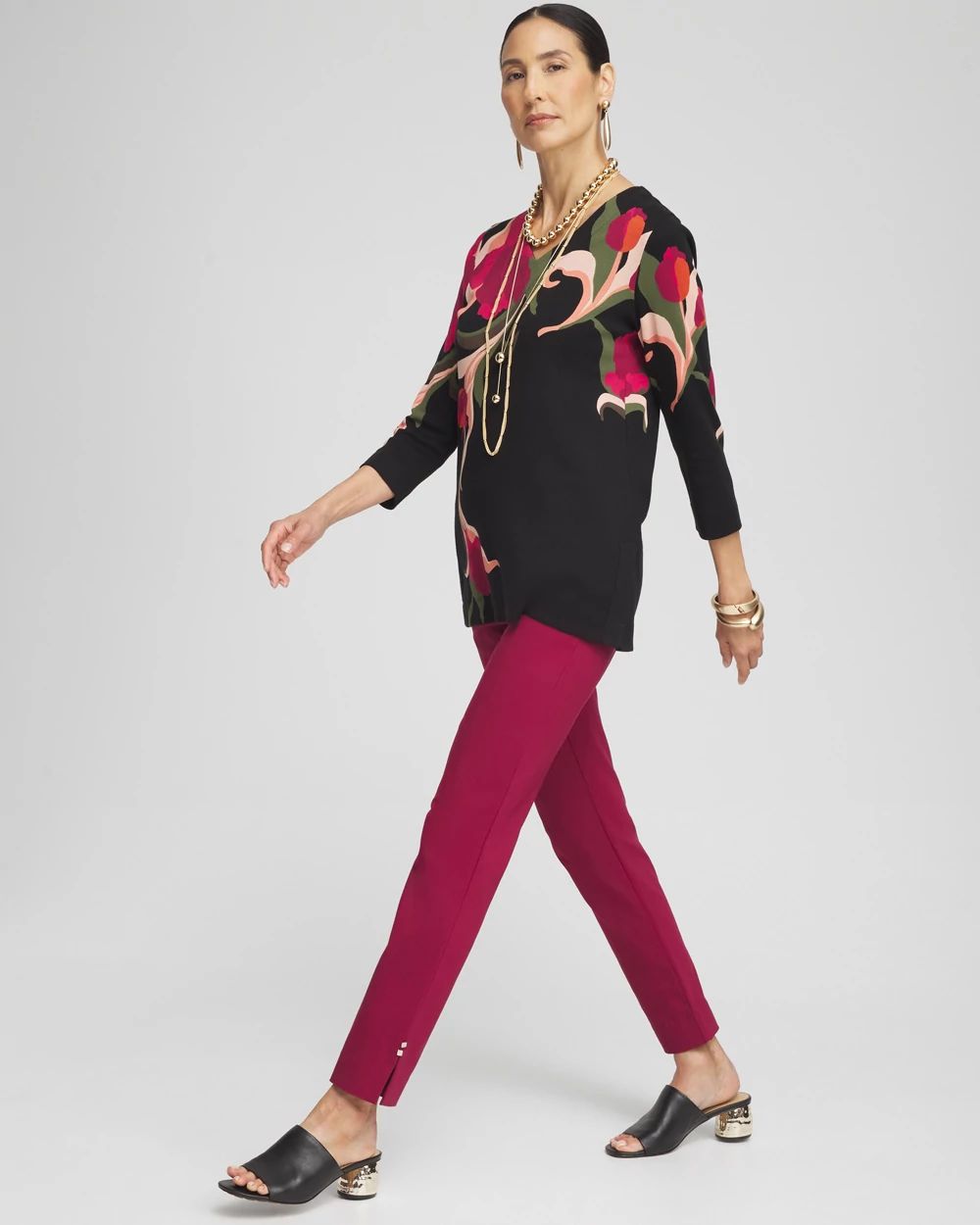 Brigitte Rivet Slit Ankle Pants