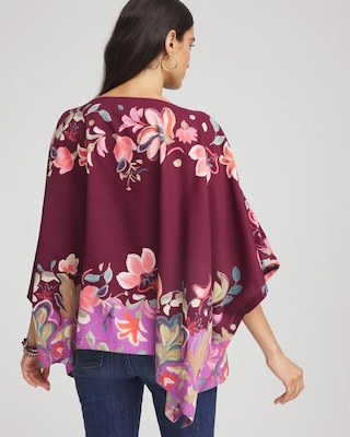 Printed Boatneck Pullover Poncho click to view larger image.
