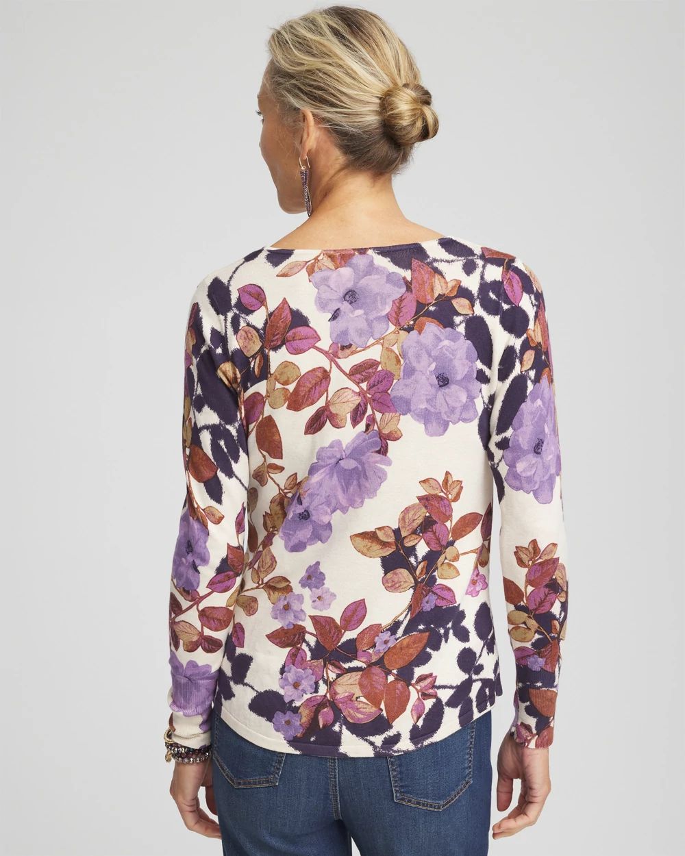 Floral V-Neck Pullover click to view larger image.