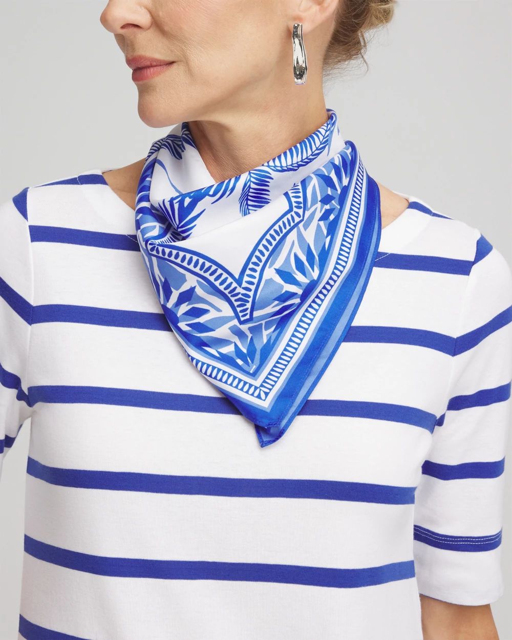 Reversible Palm Tree Print Square Neckerchief