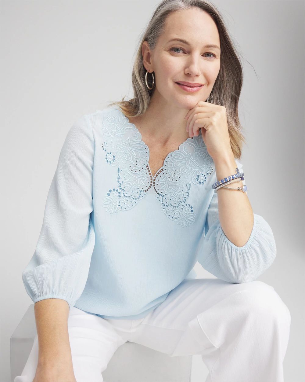 Embroidered Cutout Blouse click to view larger image.