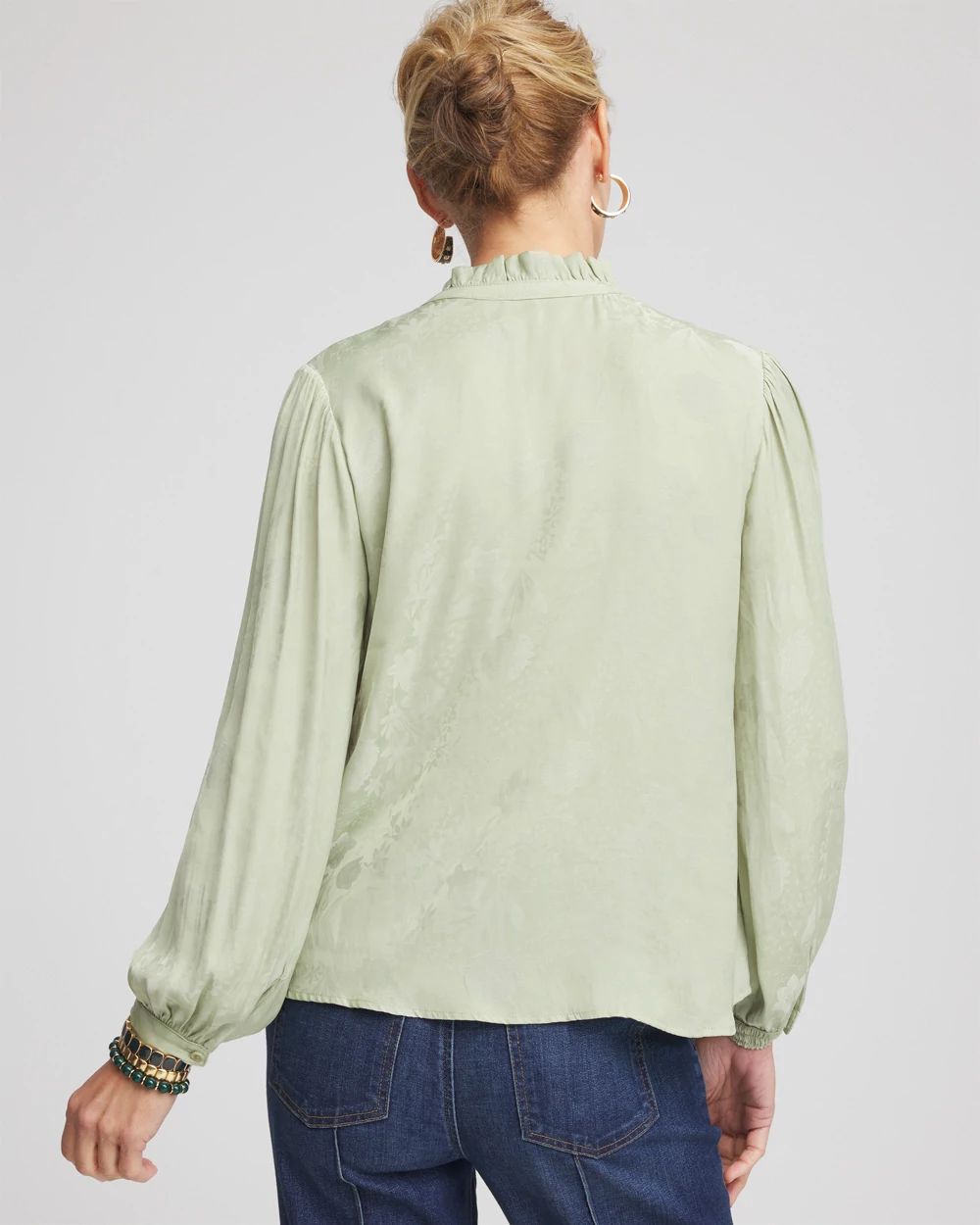 Jacquard Georgette Peasant Blouse click to view larger image.