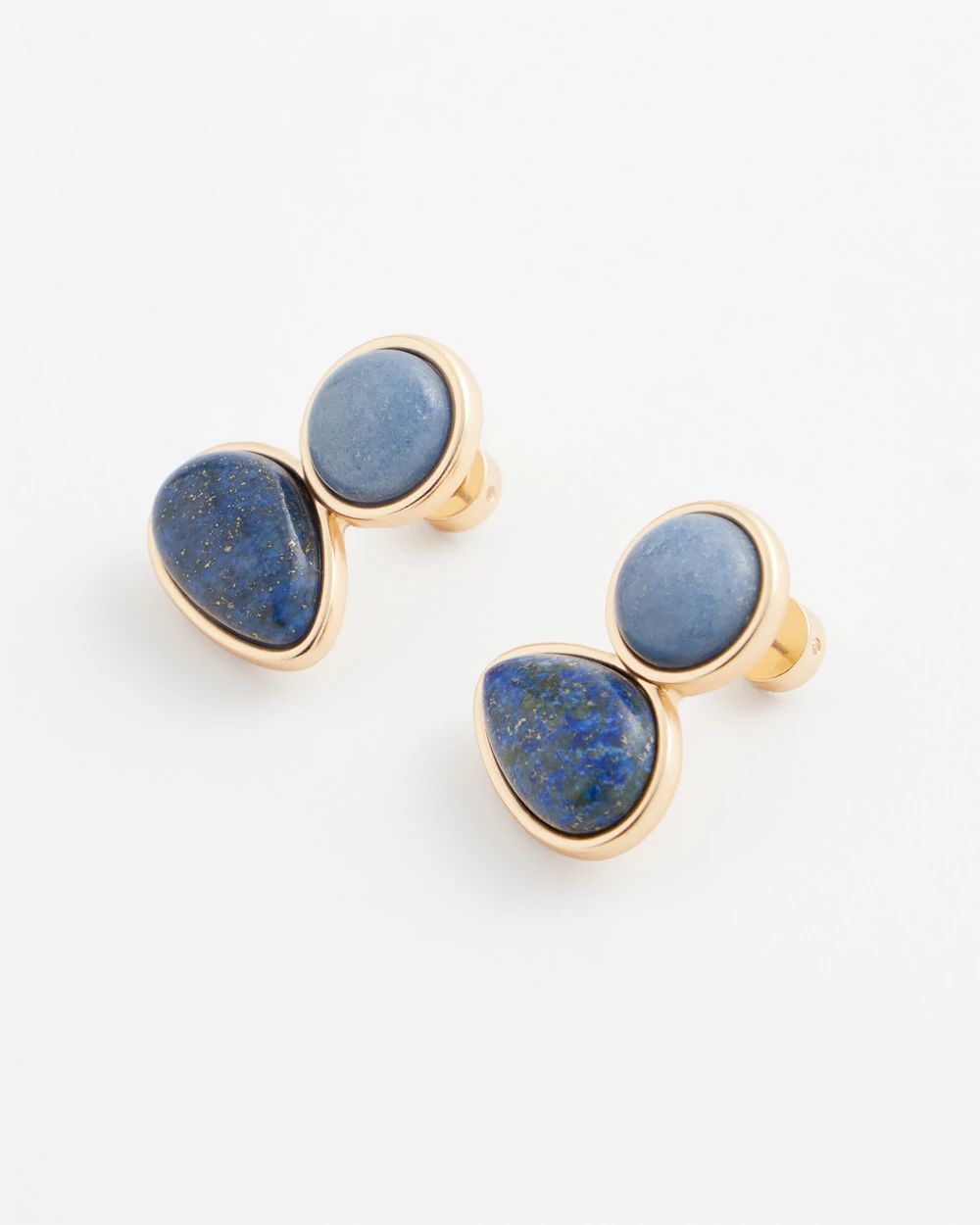 No Droop® Lapis & Aventurine Stone Stud Earrings