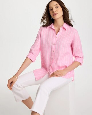 No Iron™ Linen Striped Shirt click to view larger image.