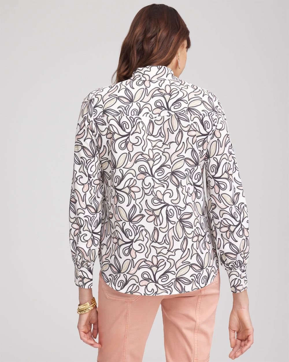 Faux Silk Floral Collared Shirt