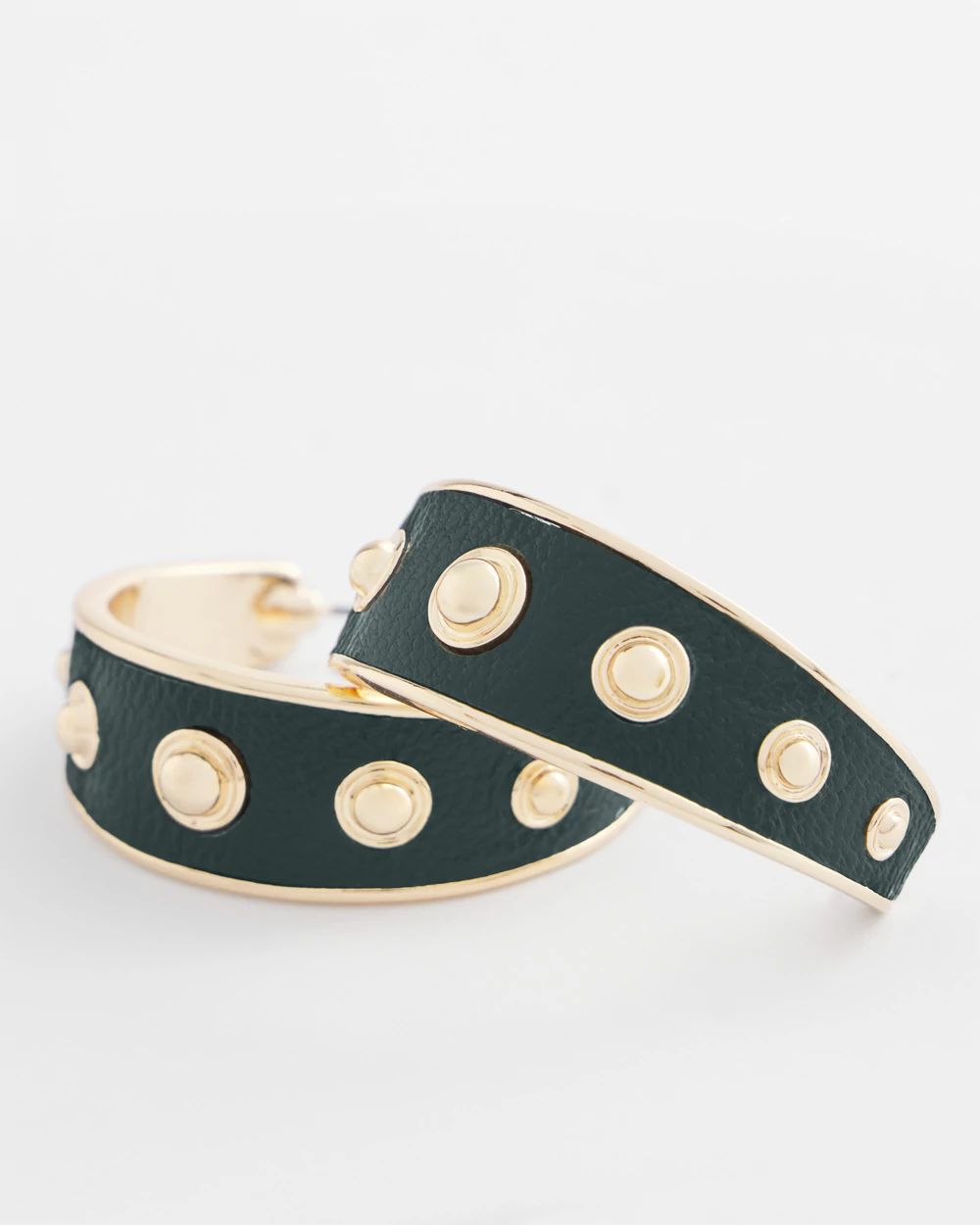 No Droop® Green & Gold Hoop Earrings click to view larger image.