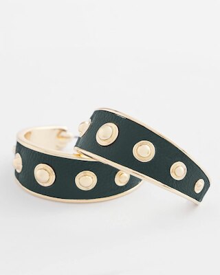 No Droop® Green & Gold Hoop Earrings click to view larger image.