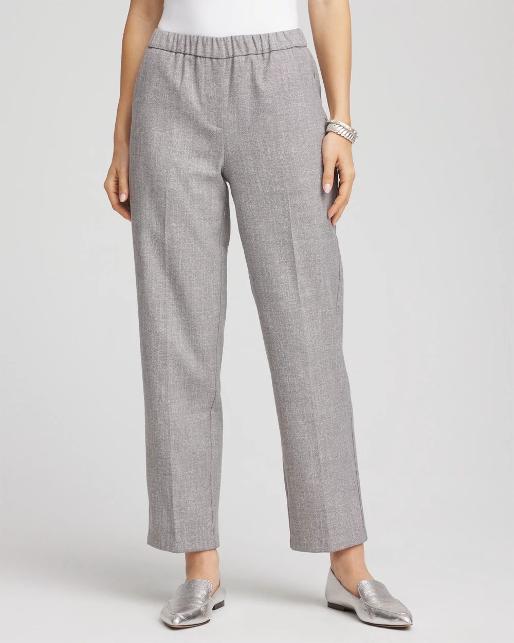 Shimmer Straight Tapered Ankle Pants
