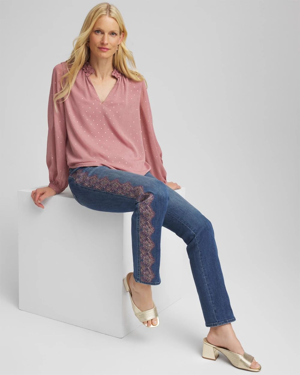 Ruffleneck Lined Georgette Blouse click to view larger image.