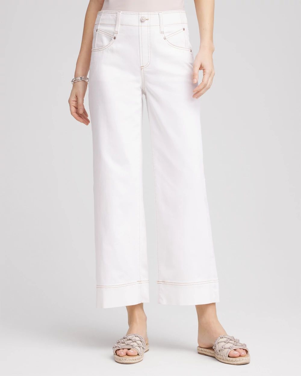 No Stain Pull-On Wide Leg Cropped Jeans