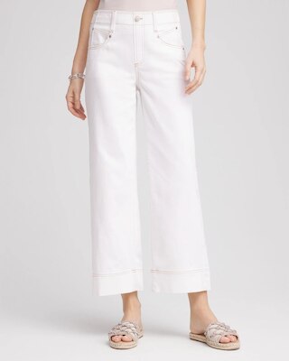 No Stain Pull-On Wide Leg Cropped Jeans