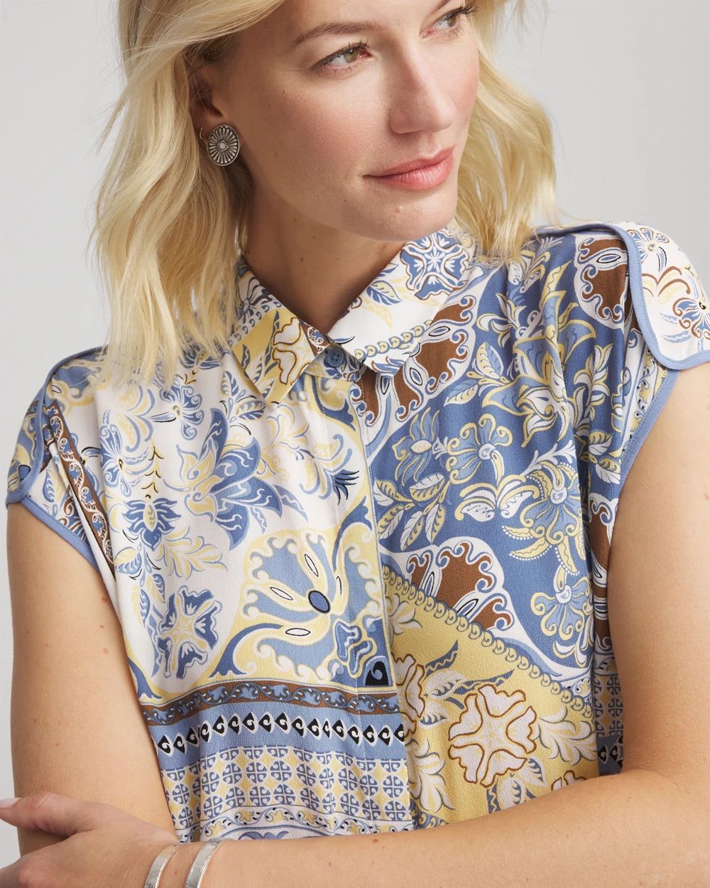 Floral Patchwork Short Shirtdress