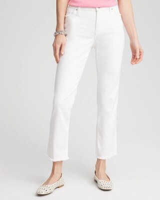 Girlfriend Frayed Cropped No Stain Jeans