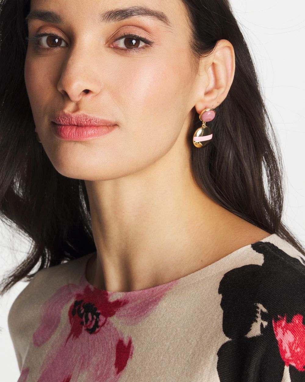 Pink Enamel Sphere Drop Earrings click to view larger image.