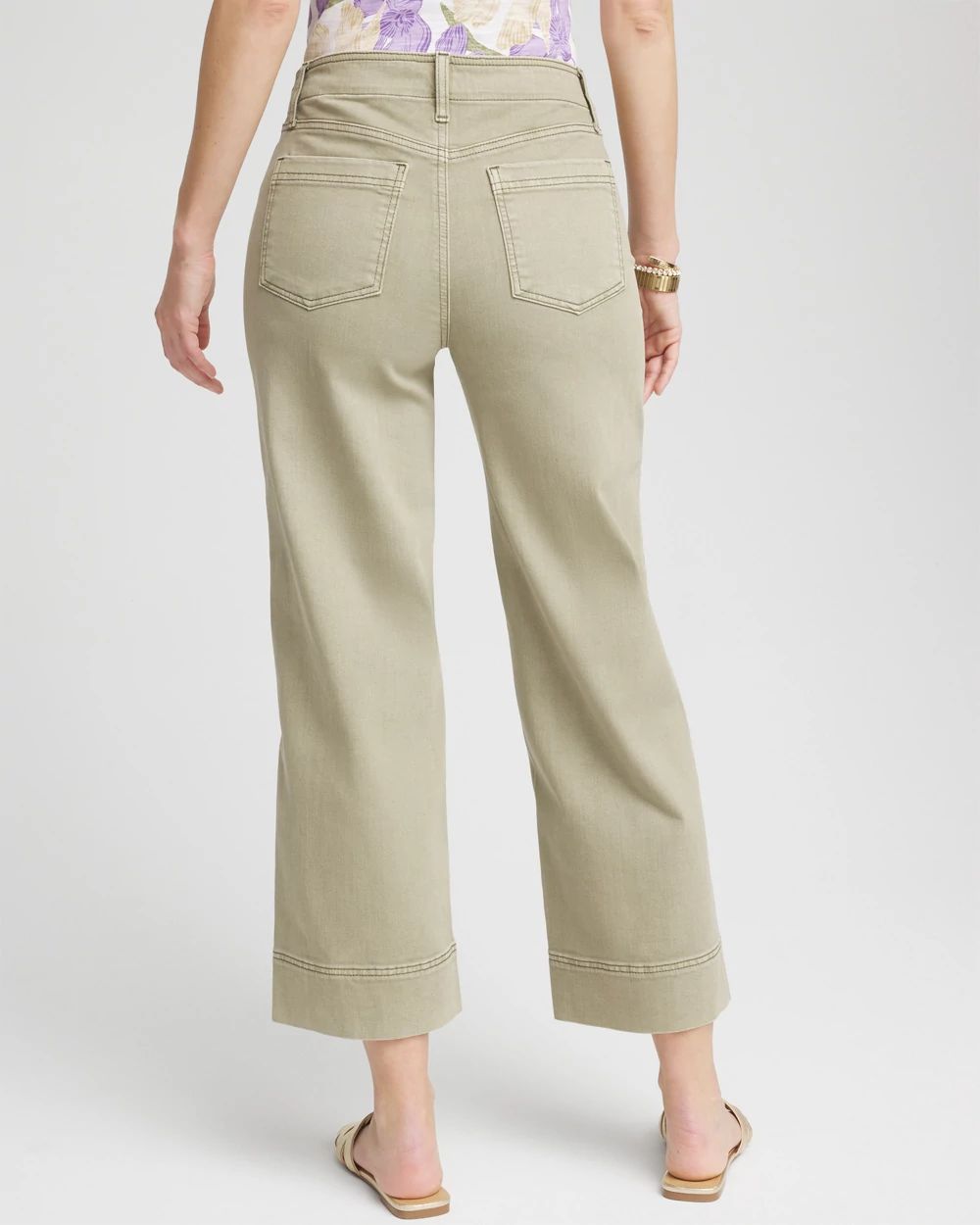 Pull-On Wide-Leg Cropped Jeans click to view larger image.