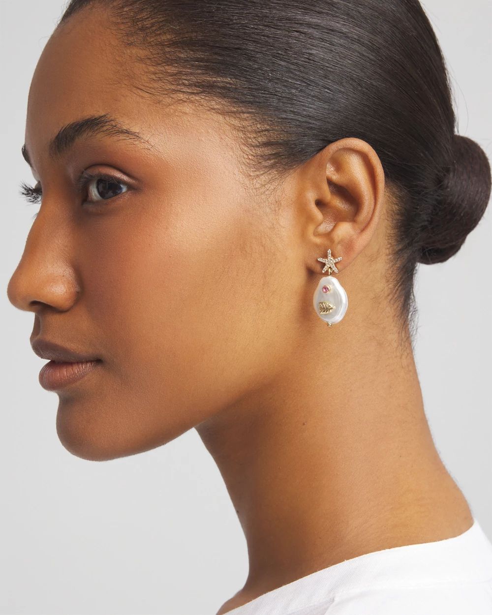 No Droop® Pearl-Effect Starfish Earrings