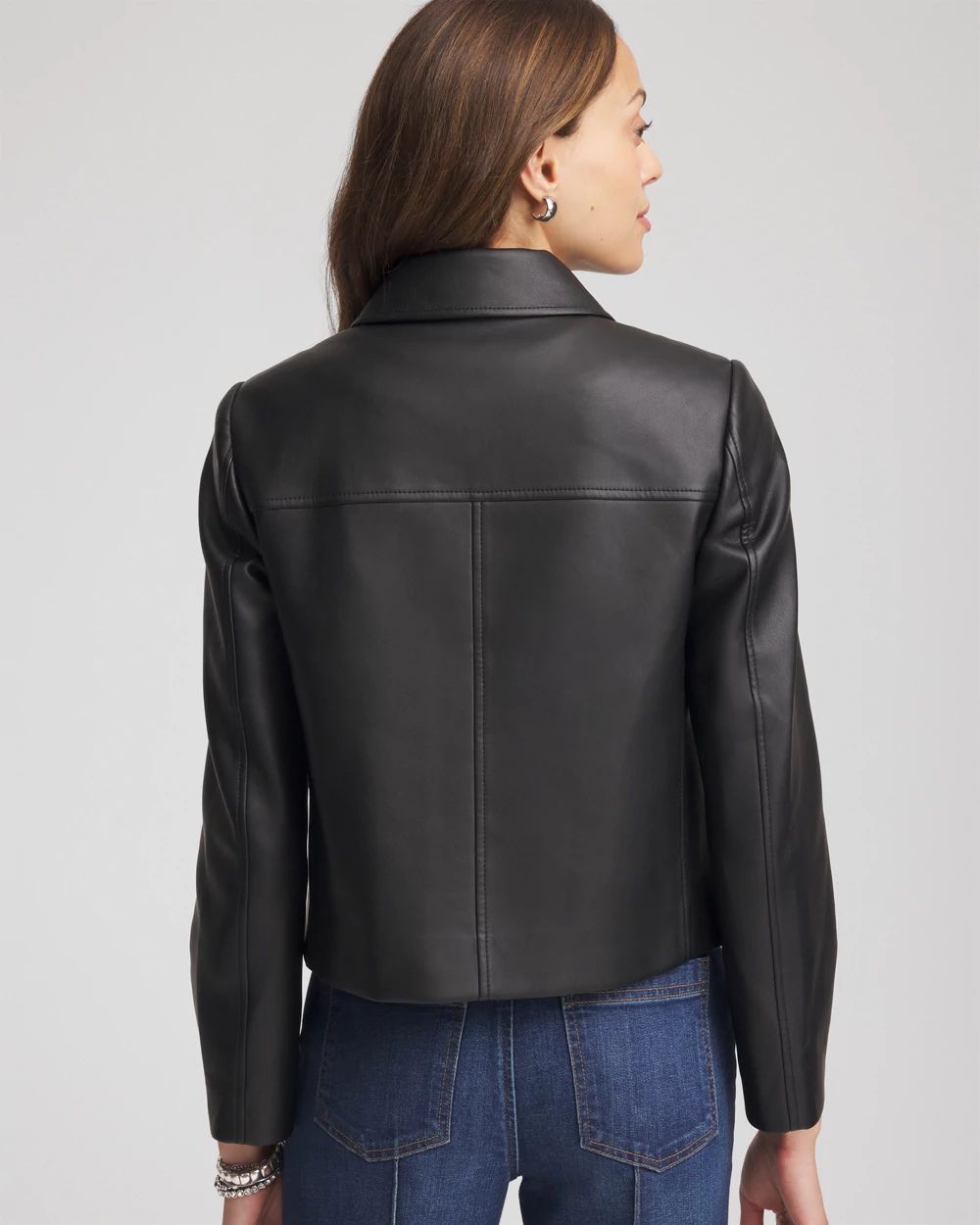 Faux Leather Zip-Front Jacket click to view larger image.
