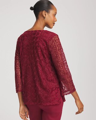 Embroidered Mesh Tunic Top click to view larger image.