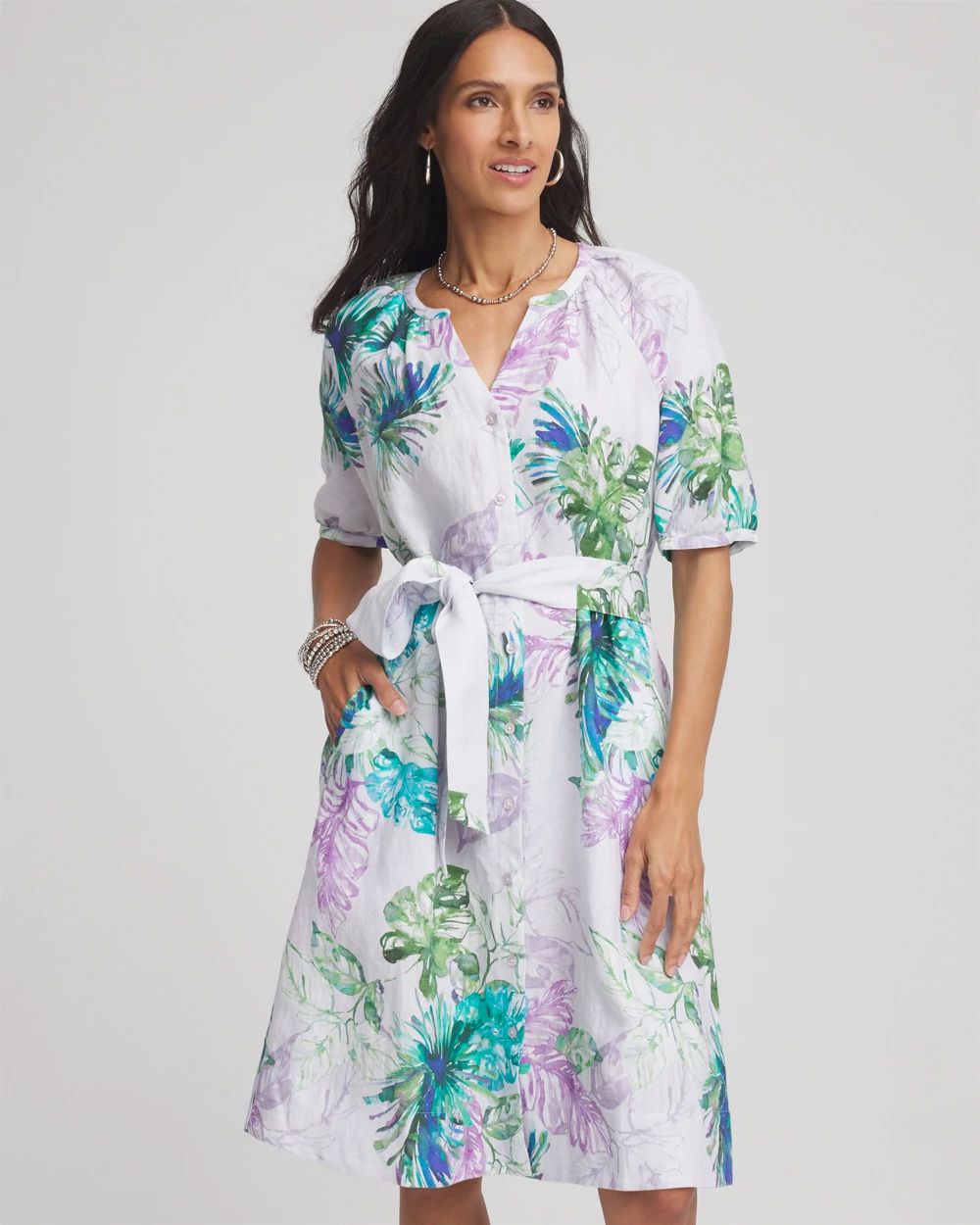 Floral Linen Shirtdress