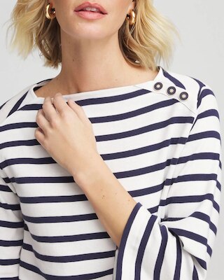 Bateau Neck Stripe Top click to view larger image.