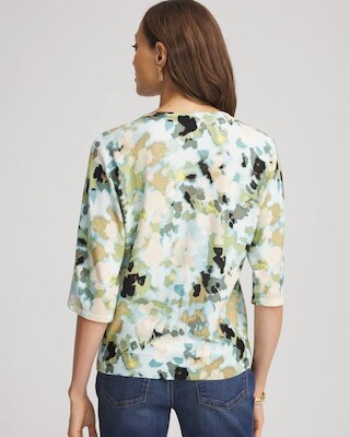 Printed Dolman V-Neck Pullover Sweater click to view larger image.