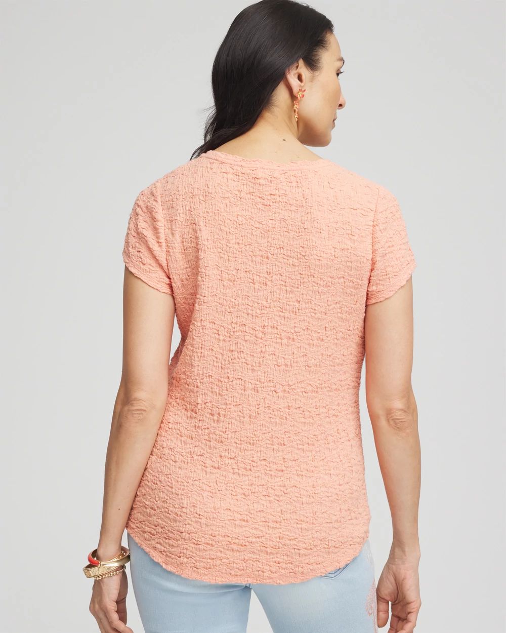 Textured Cap Sleeve Tee