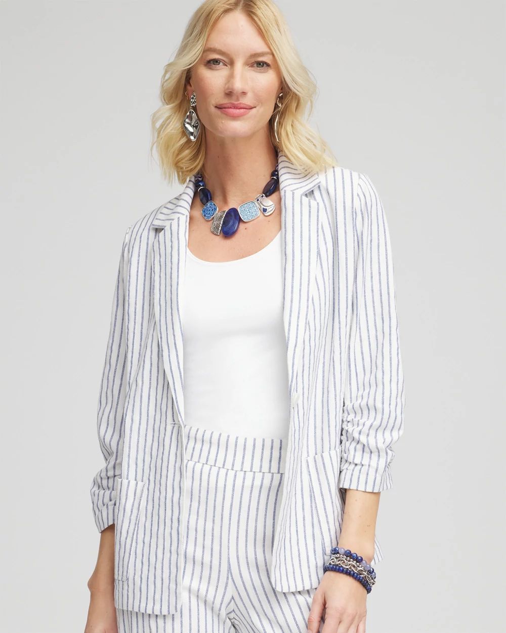 Striped Linen Stretch Blazer