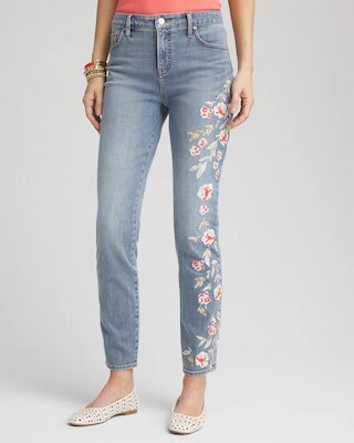 So Slimming® Embroidered Girlfriend Ankle Jeans