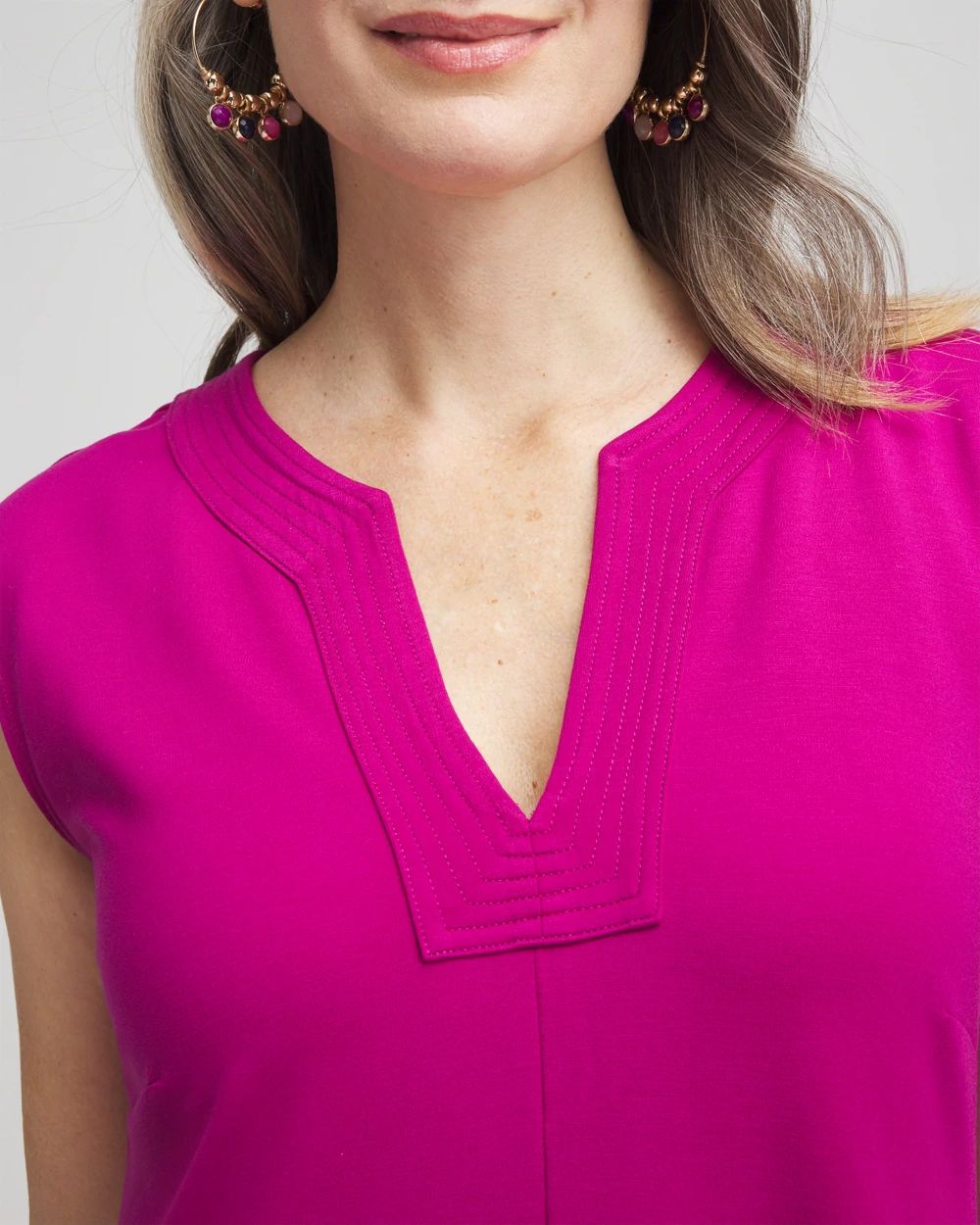 Petite Trapunto Placket Midi Dress