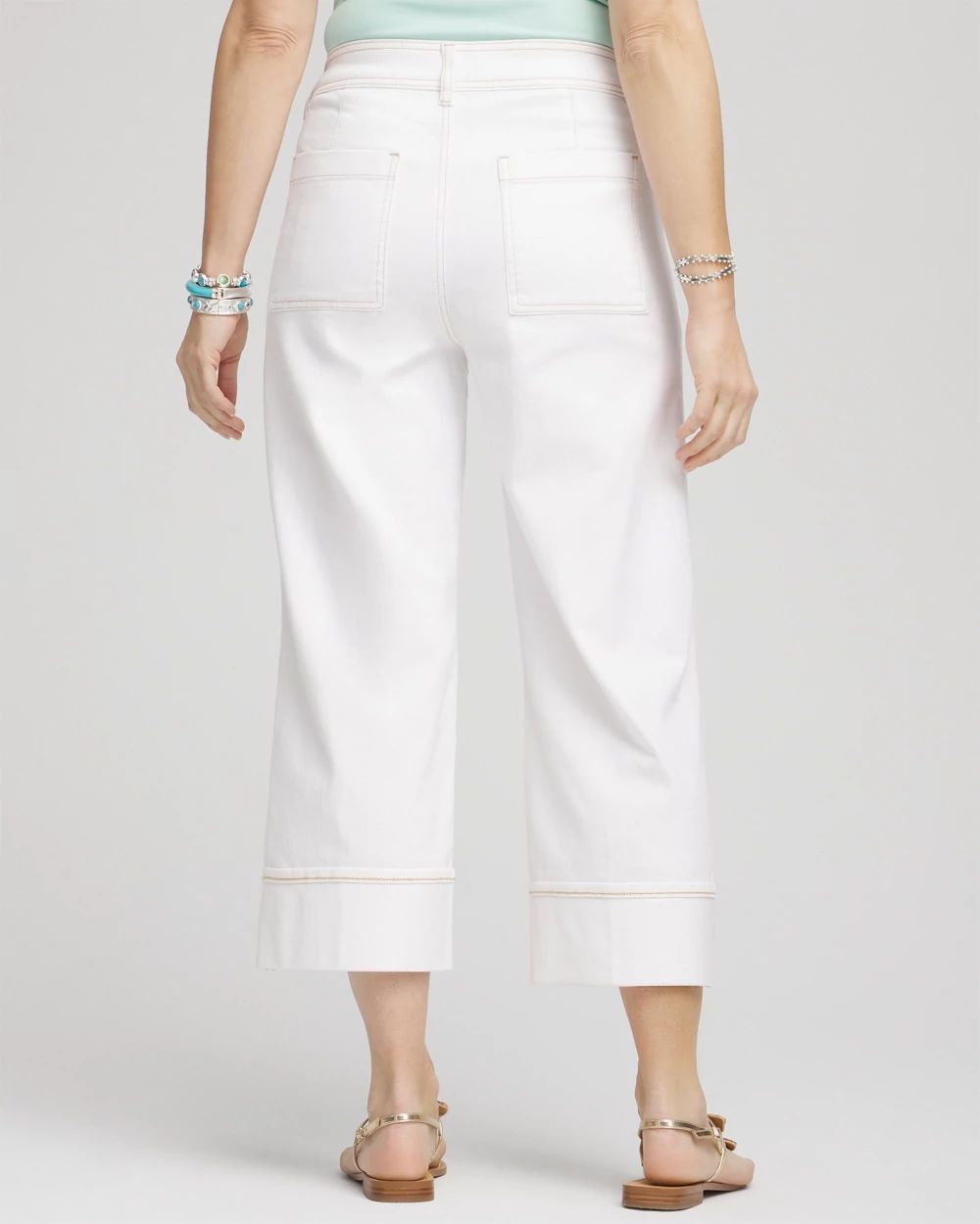 Pintuck High-Cuff Cropped Jeans