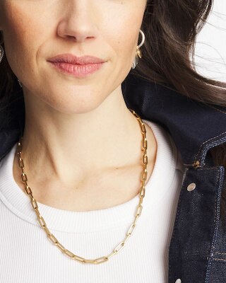 Mixed Metal Heart Charm Necklace click to view larger image.