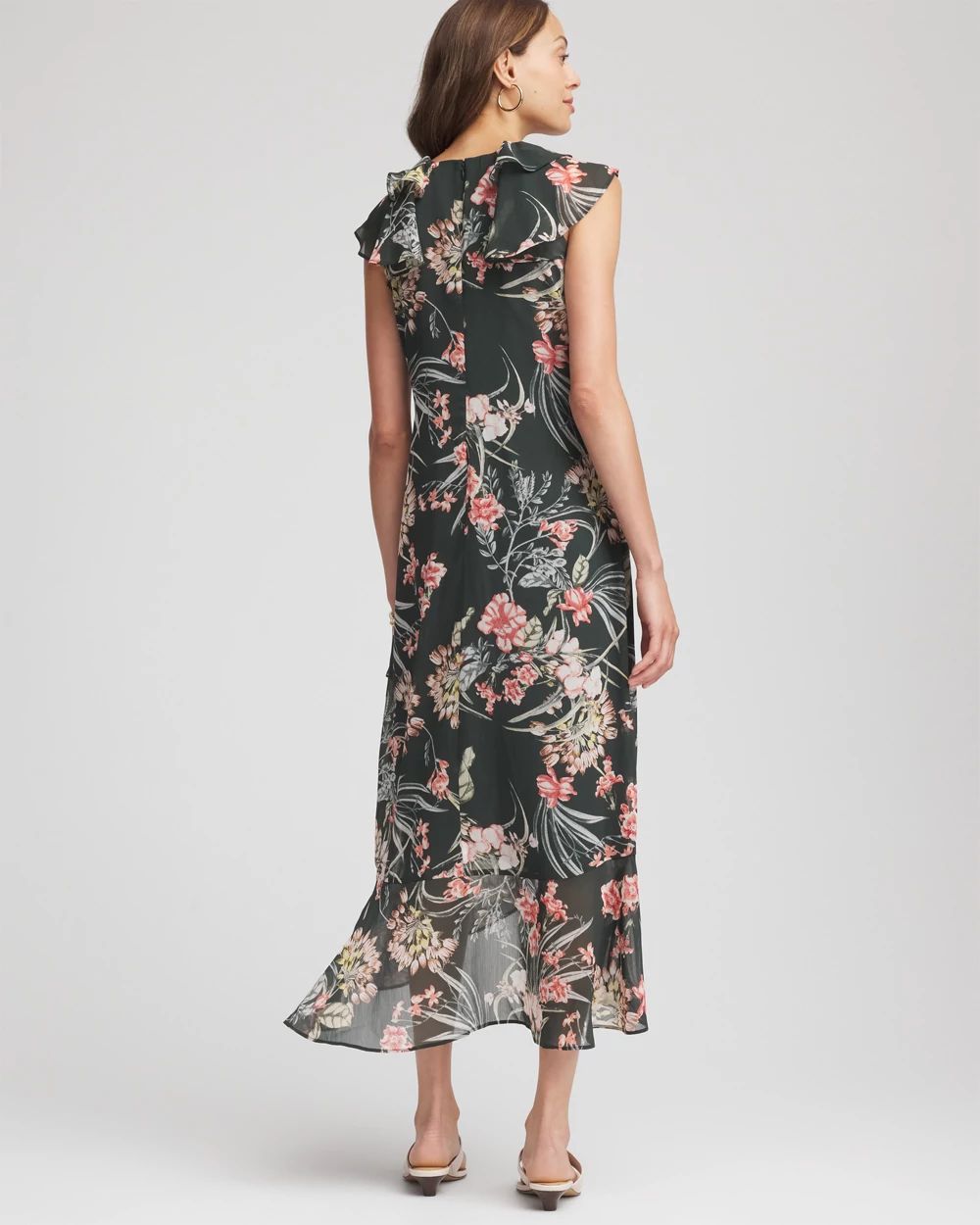 Floral Ruffle-Trim Chiffon Dress click to view larger image.