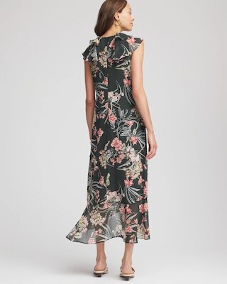 Floral Ruffle-Trim Chiffon Dress click to view larger image.