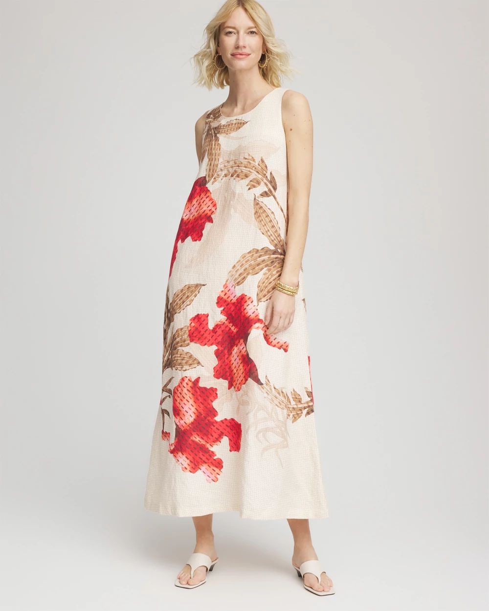 Floral Tank Linen Maxi Dress