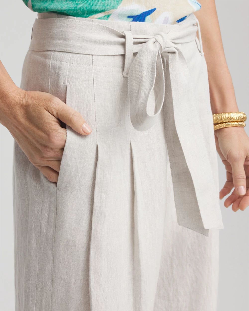 Hollywood Waist Belted Linen Pants