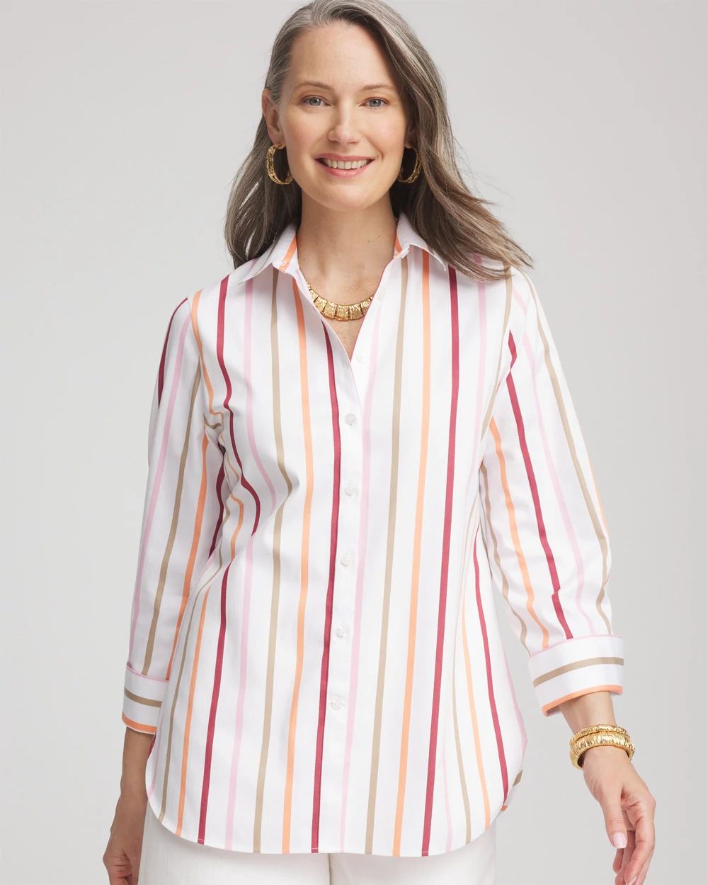 No Iron™ Striped Stretch-Sateen Shirt