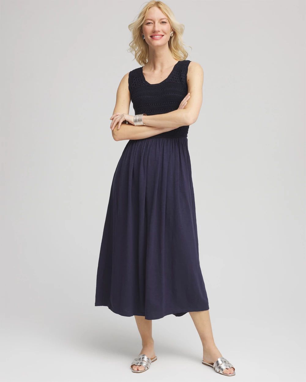 Petite Crochet-Bodice Maxi Dress