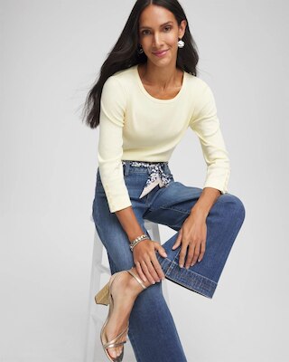 Pima Cotton Crewneck Button Tee click to view larger image.